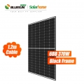 Bluesun Solar PV Setengah Potong Bingkai Hitam Modul PV Perc 370W 370Wp 370Watt Panel Surya Monokristalin