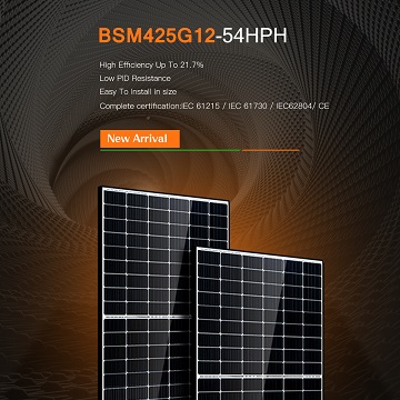 bluesun memperkenalkan panel surya 54-sel 425W dengan efisiensi 21.25%