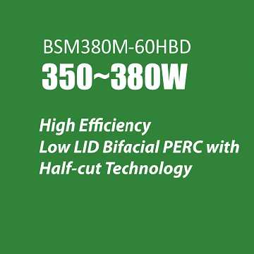 Bluesun BSM380M-60HBD 350W-380W Lembar Data Panel Surya Setengah Sel Bifacial