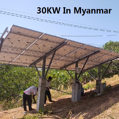 tata surya pemasangan ground bluesun 30KW di myanmar